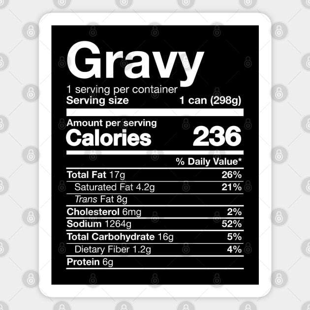 Gravy Nutrition Funny Thanksgiving Food Magnet by DetourShirts